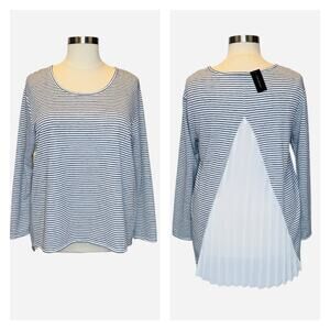 NWT Lane Bryant Mixed Media Striped Knit Tunic Pleated Back Panel Size 18/20